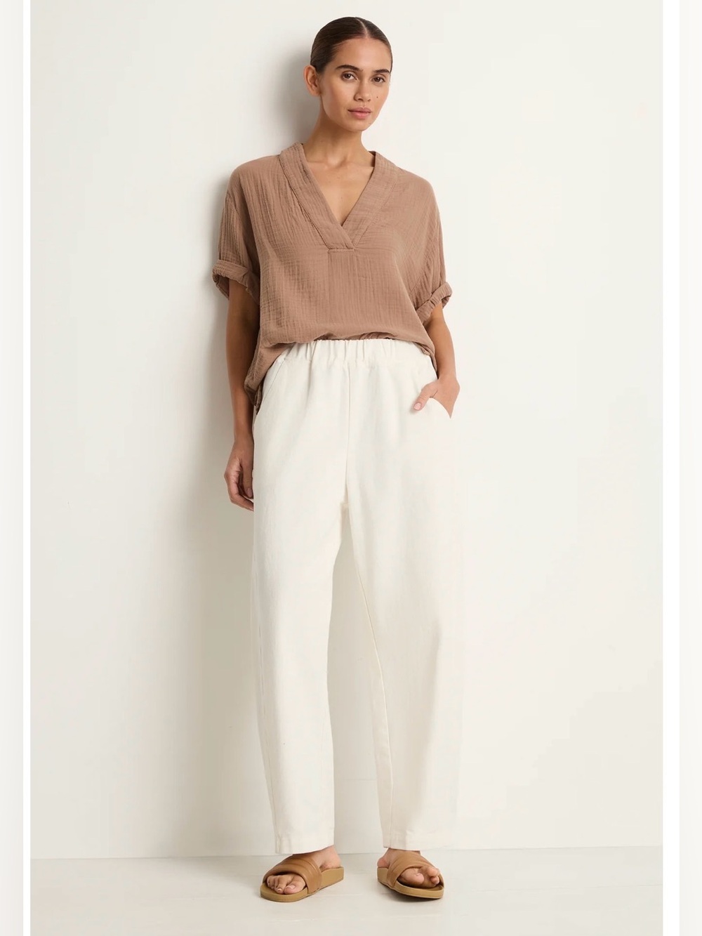 Le Bon Shoppe Arc Pants Cotton Wide Leg Pants White Medium